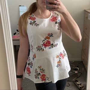 Sundance Belle Fleur Embroidered Peplum Shell Tank